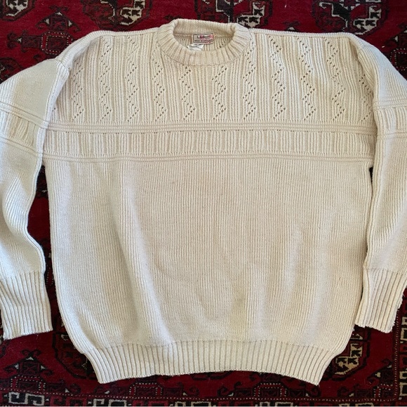 LL Bean vintage wool cream sweater UK XL - Picture 1 of 5